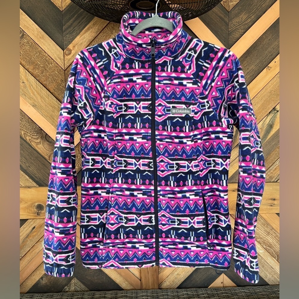 Women’s Columbia Zip Fleece Jacket Geo Shaped Size Small